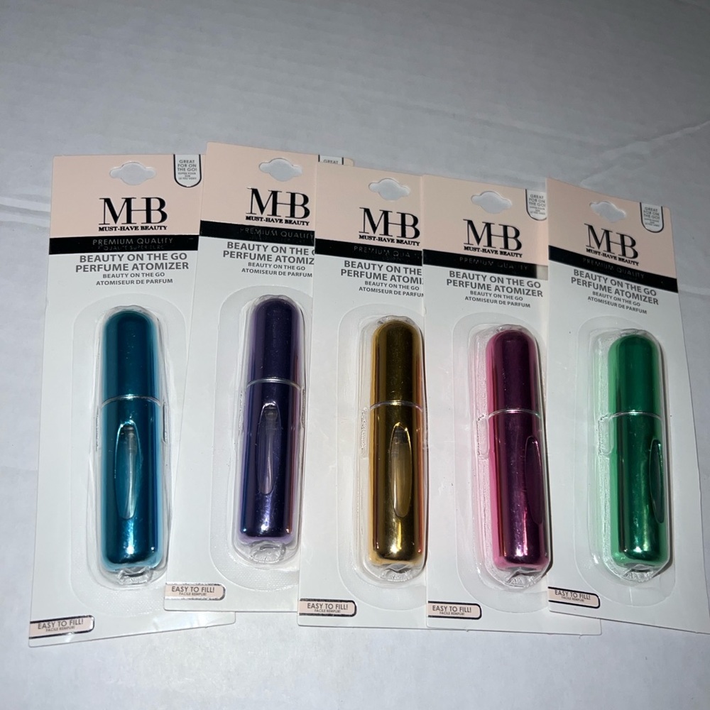 MB Beauty On The Go Perfume Atomizer Set of 5 – Travel Refillable Spray Bottles